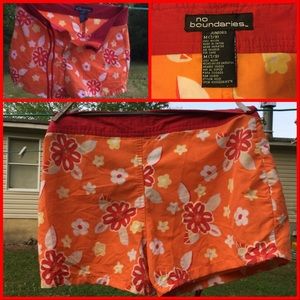 Y2K Juniors Pink and Orange Floral Board Shorts